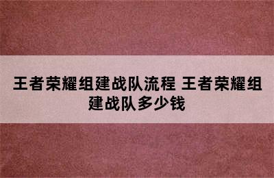 王者荣耀组建战队流程 王者荣耀组建战队多少钱